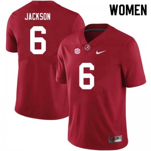 NCAA Women's Alabama Crimson Tide #6 Khyree Jackson Stitched College 2021 Nike Authentic Crimson Football Jersey CD17G46KR